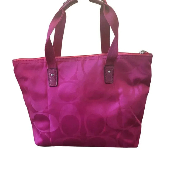 New Coach 2-Piece Signature Getaway Weekender Nylon Packable Pink Berry - Picture 3 of 13